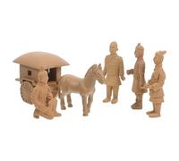 Veemoon Handmade and Design, Pvc Material 6pcs Terracotta Figurines Set with Accurate Proportions Collectible Warrior Statue for Feng Shui Ornaments and Reading Room