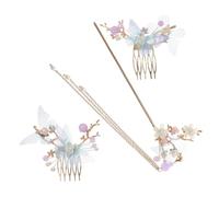 Veemoon Handmade Blue Butterfly Hair Jewelry Set Hair Comb and Pins Lightweight for Wedding Party Casual Wear Gift for Women Random Color