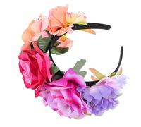 Veemoon Hawaiian Simulation Rose Headband Wide Band, Decorative Flower Hairband for Women, Violet Deep Magenta Peach Pink Floral Headdress for Vacation and Party Use