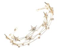 Veemoon Headband Hair Jewelry Tiara Multi-layer Five-Pointed Star Crystal Rhinestone Alloy Headpiece Hair Hoop Bridal Wedding Gold for Women and Girls Birthday Prom Pageant Party