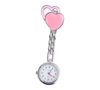 Veemoon Heart Shaped Waterproof Pocket Watch for Women Nurses, Pink Zinc Alloy Creative Hanging Watch with Second Hand, Stylish and Practical Nurse Fob Accessory