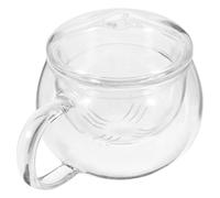 Veemoon Heat-Resistant Glass Tea Cup Set with Lid and Infuser, 3pcs Round Glass Teacup with Strainer, Suitable for Office and Home Tea Brewing