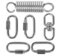 Veemoon Heavy Duty Stainless Steel Hammock Swing Spring Kit with Suspension Rings and Rotatable Hooks Secure Outdoor Porch Hanging Set for Chairs and Garden Furniture