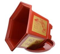 Veemoon Hexagonal Plastic Plant Pots Brick Red Indoor Outdoor Planters with Breathable Design for Balcony Garden Office Home