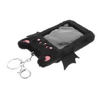 Veemoon Id Card Holder Devil Wings Plush Credit School Bus Office Library Card Sleeve Keychain