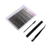 Veemoon Individual Eyelashes Cluster Lash Extensions Kit Includes Eyelash Extension Tweezers and Adhesive for Application at Home
