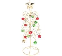 Veemoon Iron Mini Christmas Tree 28Cm Small Desktop Xmas Tree Ornament in Red Green Gold with Bell Decoration for Holiday Tabletop and Party Seasonal Home Décor