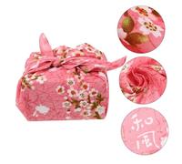 Veemoon Japanese Cotton Handkerchief 50cm Pink Floral Rabbit Pattern Furoshiki Wrapping Cloth Bento Cover Multipurpose Table Placemat for Travel and Everyday Use