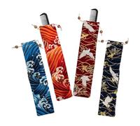 Veemoon Japanese Style Cutlery Storage Bags 4 Pack Cloth Drawstring Pouches for Utensils Forks Spoons Housewarming Dinner Party Use
