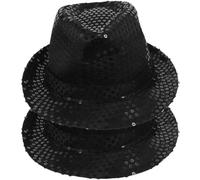 Veemoon Jazz Hats and Magician Style Party Costume Accessories Masquerade 2pcs Black Satin with Sequins for Adults for Dress and Derby Events
