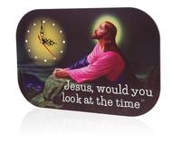 Veemoon Jesus Prayer Wall Clock Silent Non-ticking Religious Timepiece with Jesus Image for Home Bedroom Decor Abs Copper Material Spiritual Reminder for Faith and Gratitude