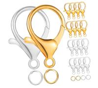 Veemoon Jewelry Buckles Open Jump Rings for DIY Craft Bracelet Necklace Alloy Lobster Clasps in Gold and Silver Handmade Jewelry Materials