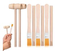 Veemoon Kids Gemstone Dig Toy Kit 2set Boys and Girls Archaeology Tools Set Wood Dinosaur Excavation Tools Mini Wooden Hammer Brush Crystal Dig Kit Pretend Play Toys (6Pcs)