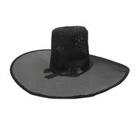 Veemoon Korean Traditional Gat Hat for Black Flat Top Fedora Hat with Ribbon Stage Performance Cosplay Costume Party Headwear