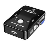 Veemoon Kvm Switcher Manual Vga 2 Port Box USB Keyboard Mouse Switcher for Computer, High-definition Players, Metal and Abs, Black
