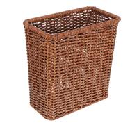 Veemoon Large Capacity Rattan Style Plastic Trash Can, Open Top Woven Wastebasket for Living Room Bedroom, Walnut Color Reusable Garbage Bin without Lid