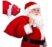 Veemoon Large Christmas Velvet Santa Sack, Red Drawstring Giftware Bag for Holiday Candy, Presents, Family Party Wrapping, Jumbo Fabric Christmas Giftware Bag