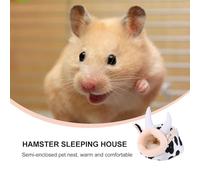 Veemoon Large Cow Pattern Hamster Bed Semi-closed Plush Pet Nest with Anti-slip Bottom Warm Sleep Mat for Small Pets Dwarf Hamsters Gnome Bears Winter Cozy Hideaway