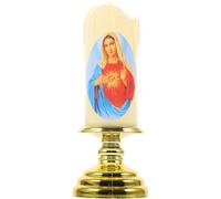 Veemoon Led Prayer Candle Our Lady Flameless Candle Catholic Devotional Light Religious for Hospital Battery Operated for Home Office Halloween Christmas Party Decoration