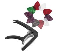 Veemoon Lightweight Guitar Capo for Acoustic Electric Guitars and Ukulele Quick Release Clamp with Celluloid Picks and Construction for Precise Tuning and Effortless Key Changes Portable