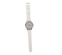 Veemoon Lightweight Quartz Wrist Watch for Women, Stylish Slim White Leather Strap Watch with Easy-Reading Small Numeric Wood Grain Dial, Casual Festival