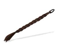 Veemoon Long Braided Ponytail Hair Extension 40cm Deep Brown Synthetic Hairpiece Natural Seamless Elastic Band Girls Braid Extension for Daily Wear and Styling