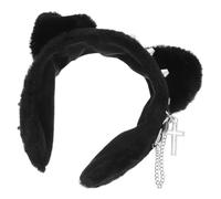Veemoon Lovely Cat Ears Headband with Cross Pendant and Studs Decorative Hair Hoop for Party Cosplay and Daily Hair Fixing Cute Cartoon Cat Ear Hairband for Women