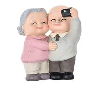 Veemoon Loving Elderly Couple Figurines, Older Couple Figure Cake Figurines Grandparents Old Figures Cake Grandma Grandpa Desktop Ornament for Valentines Day Anniversary Party Decoration