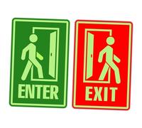 Veemoon Luminous Exit Sign Sticker, Glow-in-The-Dark Wall Exit Indicator Decal, Self-Adhesive Safety Enter Sign for Hallway and Corridor, 30x40cm