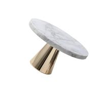 Veemoon Marble Dessert Plate with Gold Cone Base, Simple Grey Marble Cake Display Tray and Jewelry Storage Plate for Party Serving and Home Table Decoration