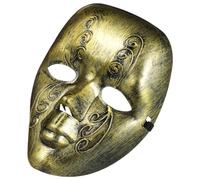 Veemoon Masquerade Mask Plastic Elegant Full Face Mask Vintage Bronze Gold Cover Ancient Roman Accessories for Halloween Carnival Party Photography Prop