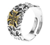 Veemoon Men Adjustable Retro Cross Ring Vintage Style Open Finger Ring for Fashion Versatility Unisex Jewelry for Teen Comfortable Wear for Various Occasions