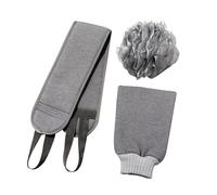 Veemoon Men's Long Back Scrubbing Towel Set 3-Piece Exfoliating Shower Gloves Scrubber for Optimal Skin Cleansing