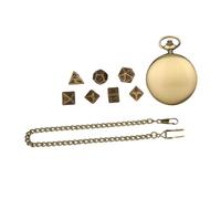 Veemoon Metal Dice Set Pocket Watch Shape Case and Vintage Chain Mini Multi-Sided Dice for Party Games and Travel Sturdy Case