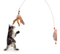 Veemoon Metal Wire Cat Teaser with Bell and Beads for Kittens Play | Bird Wing Shape, Random Colour Selection, Plush Accents, Interactive Fun for Kitty and Cat Play Random Color