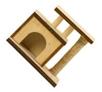 Veemoon Mini Cat Scratcher Miniature Cat Tree Wear-Resistant Wood Mini House Decor with European Style Fabric Double Bed for Pet Play and Doll Supplies
