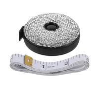 Veemoon Mini Rhinestone Retractable Tape Measure 1.5m Dual Scale Flexible Cloth Ruler for Sewing Tailoring Waist Measurement Pocket Craft Tool White