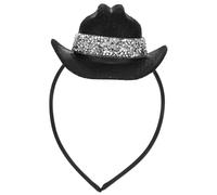 Veemoon Mini Top Hat Headband for Women Black Polyester Fascinator with Secure Grip Universal Fit Elegant Vintage Style for Fancy Dress Events and Holiday Parties
