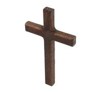 Veemoon Mini Wooden Cross for Dollhouse Mini Church Scene, Small Handheld Craft Cross Brown Wood Decor, Religious Prayer Decoration Accessory