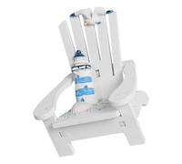 Veemoon Miniature Beach Chair Model White Mediterranean Small Wooden Deck Chair Prop for Dollhouse Micro Landscape Seaside Decor Table Ornament