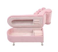 Veemoon Miniature Dollhouse Sofa Pink Velvet Mini Single Sofa Craft for Doll Accessories Jewelry Box Display and Mini House Decor Scene