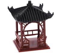 Veemoon Miniature Pavilion Statue Round Door Single-Layer Four-Corner Design, Mini Bonsai Ornament for Garden Decor and Home Desktop Landscaping, Japanese Style Micro Landscape Figurine