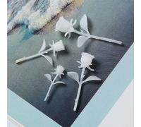 Veemoon Miniature Rose Model Ornaments 3d Rose Flowers White 4pcs for Crystal Craft for Home Decoration and Microlandscape Making Supplies