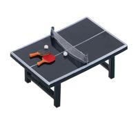 Veemoon Miniature Table Tennis Table Set with 2 Mini Tennis Rackets and 2 Balls, Portable Dollhouse Accessory for ’ Play and Cake Decoration, 5pcs Mini Game Sports