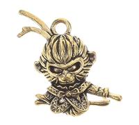 Veemoon Monkey King Keychain Charm Vintage Brass Chinese Zodiac Pendant for Jewelry Making Lucky Amulet for Crafts Lunar New Year