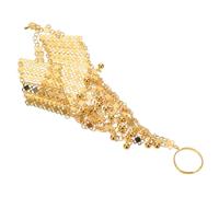 Veemoon Multi-layer Retro Gold Metal Hand Chain Bracelet with Adjustable Finger Ring, Vintage Middle Eastern Style Dance Jewelry for Women Party Accessories