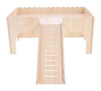 Veemoon Multifunctional Wooden Small Pet House with Slide for Hamsters Chinchillas and Guinea Pigs Rat Castle for Chewing Climbing and Playing Ventilated Comfortable Hideout Hut