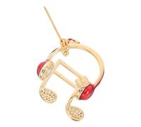 Veemoon Musical Note Brooch Pin with Micro Zirconia, Gold Tone Music Headphone Lapel Pin for Women, Fashion Scarf and Sweater Jewelry Accessory, Elegant Suit Brooch Gift for Music Lovers