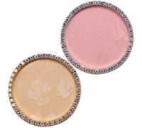Veemoon Nail Art Display Pallet Tray for Mixing Concealers and Loading Small Jewelry 2pcs Resin Elegant Golden and Pink Nail Plates and Personal Use