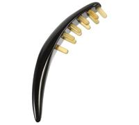 Veemoon Natural Ox Horn Massage Comb with Smooth Handle and Unique Chic Design for Scalp and Back Meridian Massage, Practical Synthetic Material Hair Styling Tool